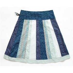 American Eagle Skirt Size 4 Patchwork A-Line Blue Floral Print Boho Festival